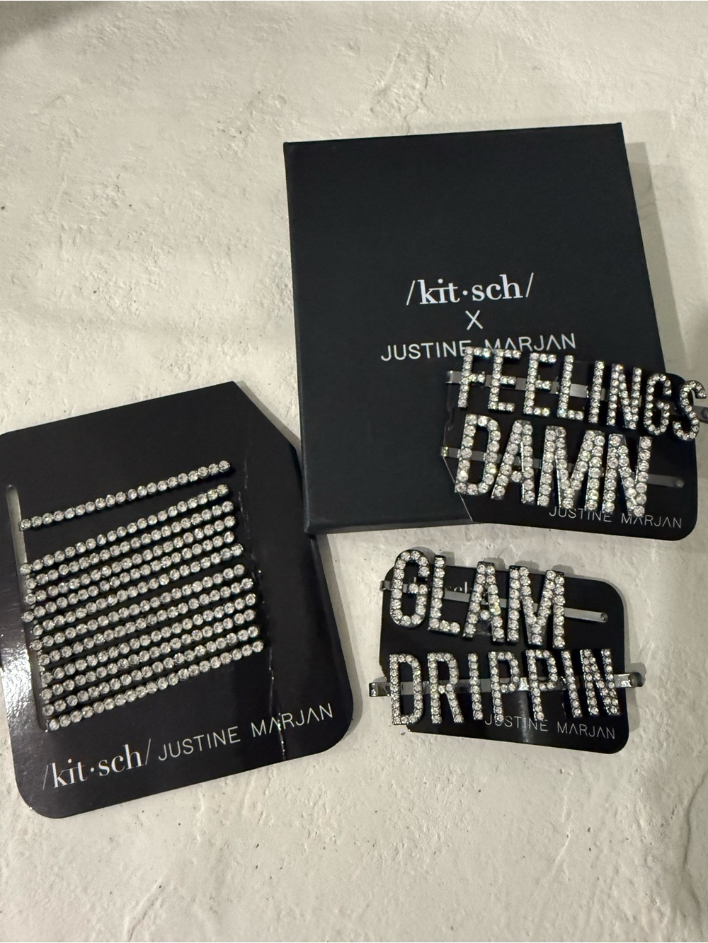 KITSCH X Justine Marjan rhinestone Bobby pins for hair